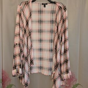 Torrid Pink Plaid Open Front Cardigan